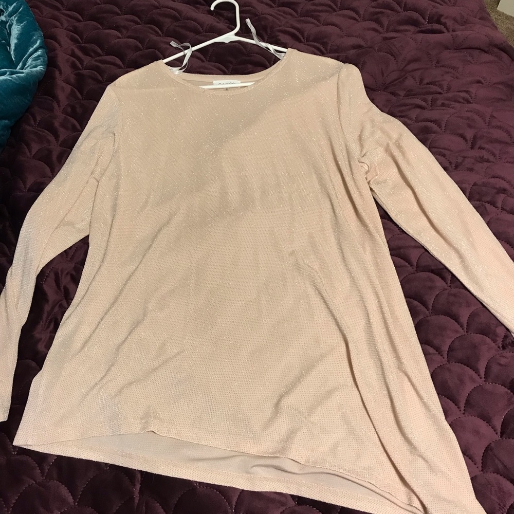 Blush pink Calvin Klein glittery asymmetrical top